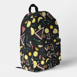 Mochila Impresa Fruta De Verano Tropical Con Estilo Limón Negro