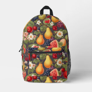 Mochila Impresa Frutas variadas, hojas exuberantes y flores maravi