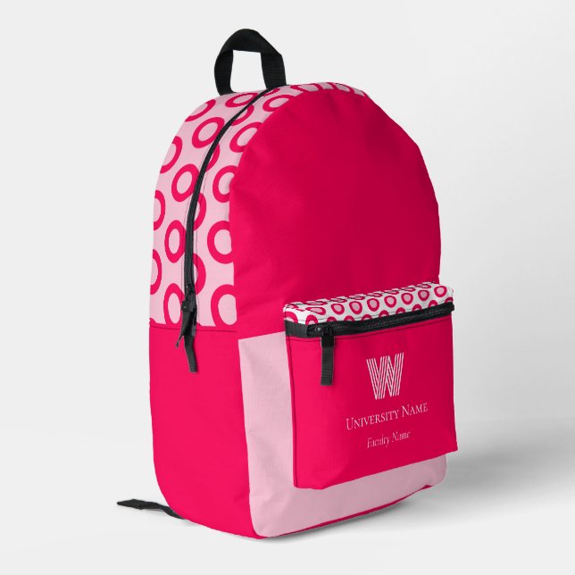 Mochila Impresa Fuchsia Dots Fantasy Student Monogram (Esquina izquierda trasera)