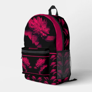 Mochila Impresa Fuchsia Peony Flower Floral Arte personalizado