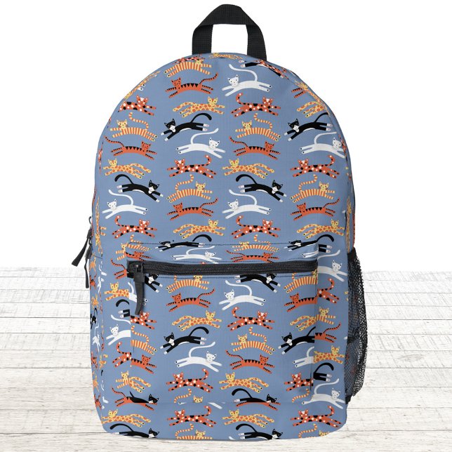 Mochila Impresa Fun Kitty Cat (Fun kitty cat blue backpack)