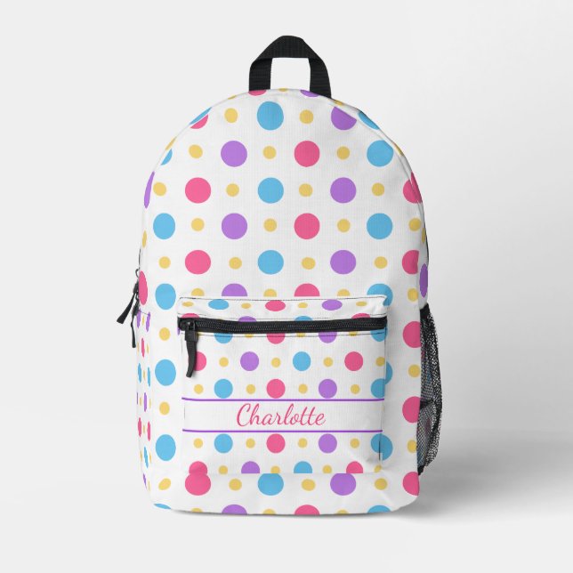 Mochila Impresa Fun Polka Dot Pink Purple Blue (Anverso)