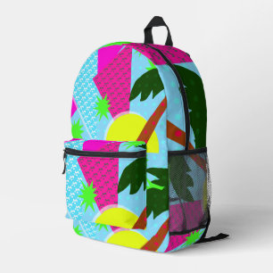 Mochila Impresa Fun Retro Palm Neon Epic Ochenta Pattern