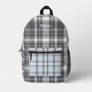 Mochila Impresa Funda gris neutra moderna con nombre