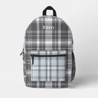Mochila Impresa Funda gris neutra moderna con nombre
