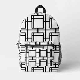 Mochila Impresa Funda Negra y Blanca de Arte Geométrico Abstracto 