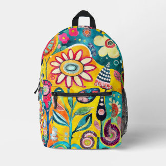 Mochila Impresa Funky Art Flower Backpack