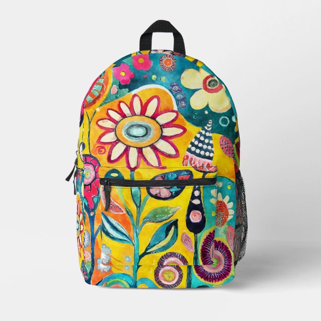 Mochila Impresa Funky Art Flower Backpack (Anverso)