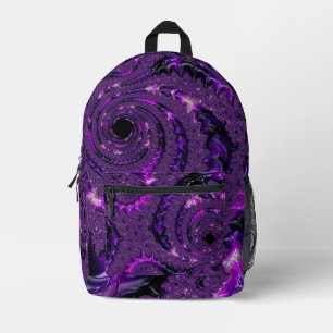 Mochila Impresa Funky Bold Boho Purple Digital Resumen Fractal