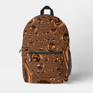 Mochila Impresa Funky Trippy Naranja en espiral negro arte fractal