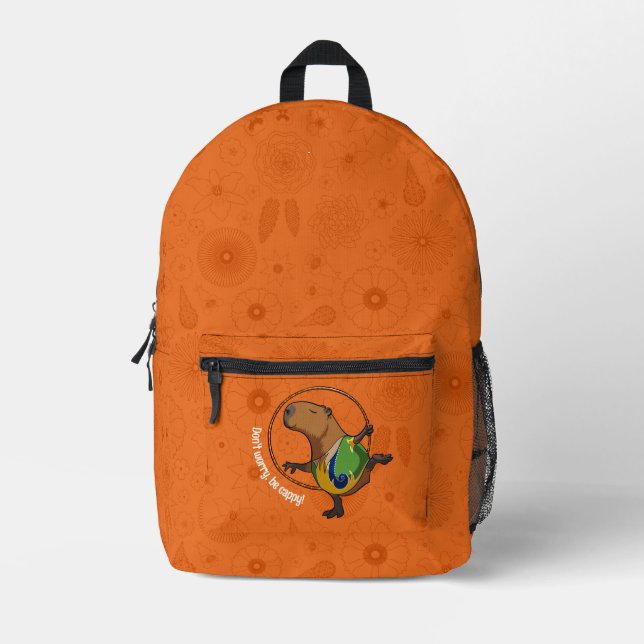 Mochila Impresa Funny Capybara Don't Worry Be Cappy Cartoon (Anverso)