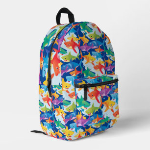 Mochila Impresa Funny fiesta de cumpleaños de tiburón arco iris