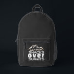 Mochila Impresa Funny Outdoor Hiking Backpack Gift<br><div class="desc">Hey adventurer! You HAVE to see this backpack – it's seriously as awesome as you! This black hiking backpack has a super cool style, and the bright orange side panels? They just make it POP! And OMG, the mountain design on the front pocket that says "Snacks Over Summits"?! How cute...</div>