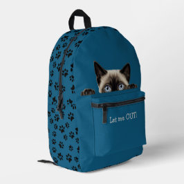Mochila Impresa Funny Pawprints a un gato siamés buscando
