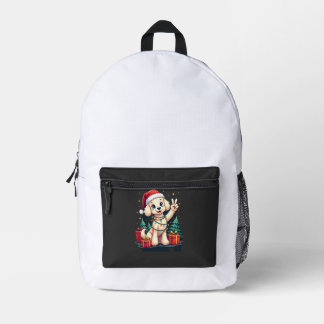 Mochila Impresa Funny Peace Hand Poodle Christmas Lights Womens Me