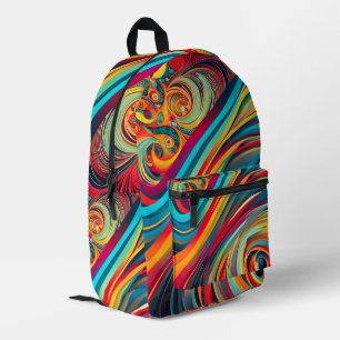 Mochila Impresa Fusión de Onda de Color – Arte de Remolino Abstrac
