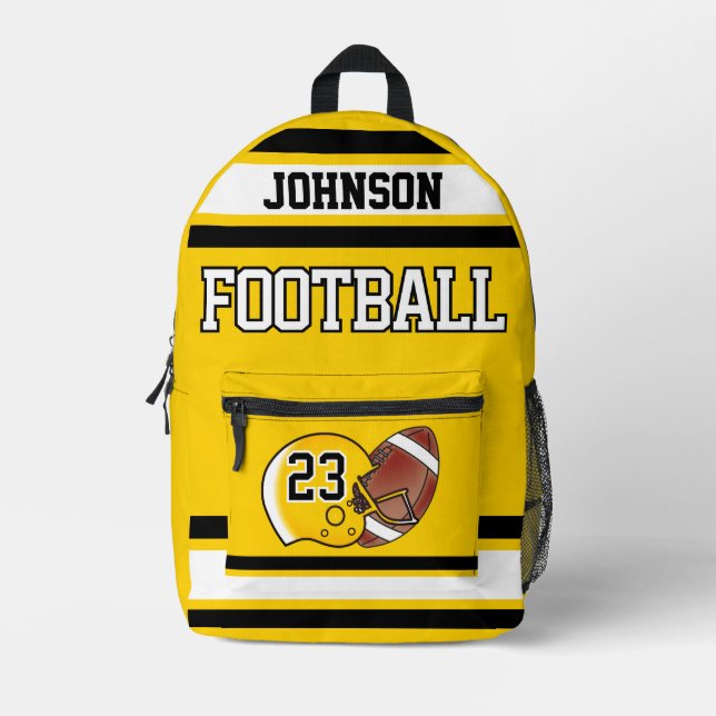 Mochila Impresa Fútbol Amarillo - Editable (Anverso)