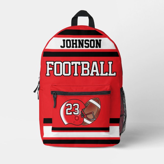 Mochila Impresa Fútbol Rojo - Editable  (Anverso)