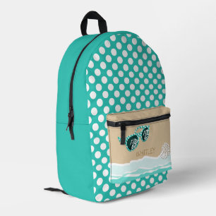 Mochila Impresa Gafas de sol turquesa lindas espejo concha playa