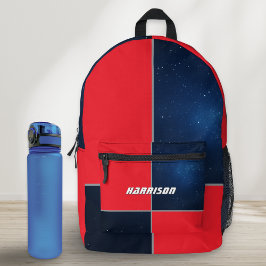 Mochila Impresa Galaxia Espacial Geométrica Rojo Azul Mariner Pers