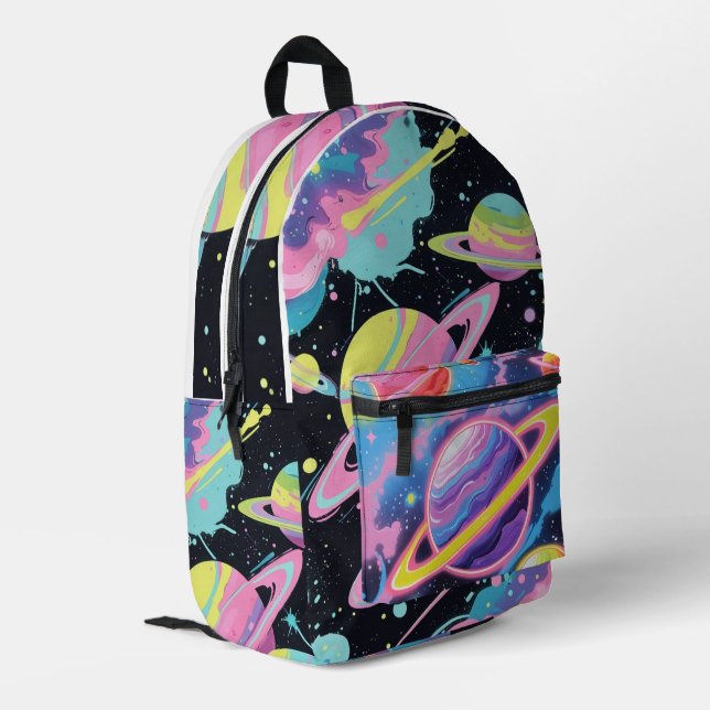 Mochila Impresa Galaxy Graffiti" – Urban Cosmic Style Backpack (Esquina izquierda trasera)