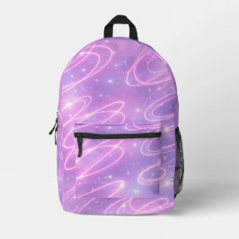 Mochila Impresa Garabatos de neón rosa eléctrico arte de IA