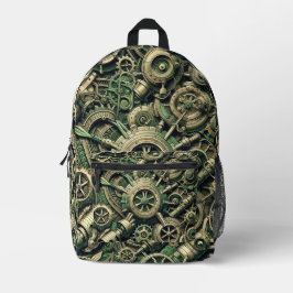 Mochila Impresa Gases de relojería verde industrial Steampunk