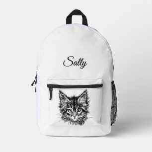 Mochila Impresa Gatito negro y blanco cara personal