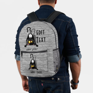 Mochila Impresa Gato al Revés Personaje de Dibujos Divertido