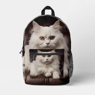 Mochila Impresa Gato blanco majestuoso