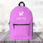 Mochila Impresa Gato Chicas Bonito Girly Cute Rosa<br><div class="desc">Un diseño personalizado en un fondo rosado con un icono en blanco con un motivo de gato que se puede reemplazar fácilmente cargando su propio logo, imagen o motivo! El nombre de monograma personalizado en la tipografía blanca moderna de bloques puede ser reemplazado por su propio nombre o texto personalizado....</div>