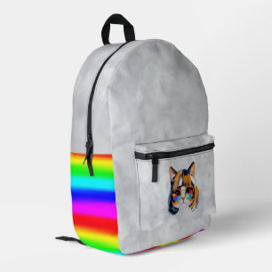 Mochila Impresa Gato con peluca y gafas de sol (Cuadro #2 + RGB)