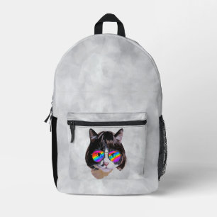 Mochila Impresa Gato con peluca y gafas de sol (Cuadro #8)