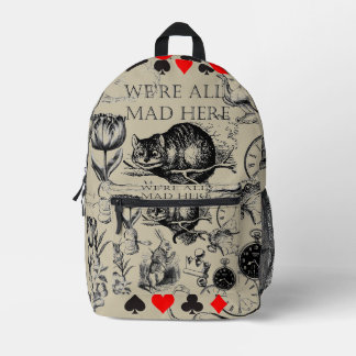 Mochila Impresa Gato de Cheshire clásico alice en wonderland loco