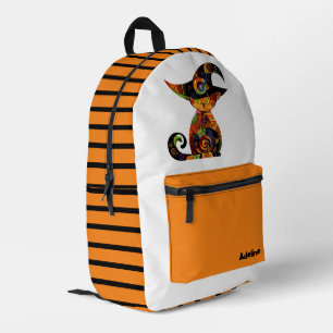 Mochila Impresa Gato de Halloween cutáneo/capricho