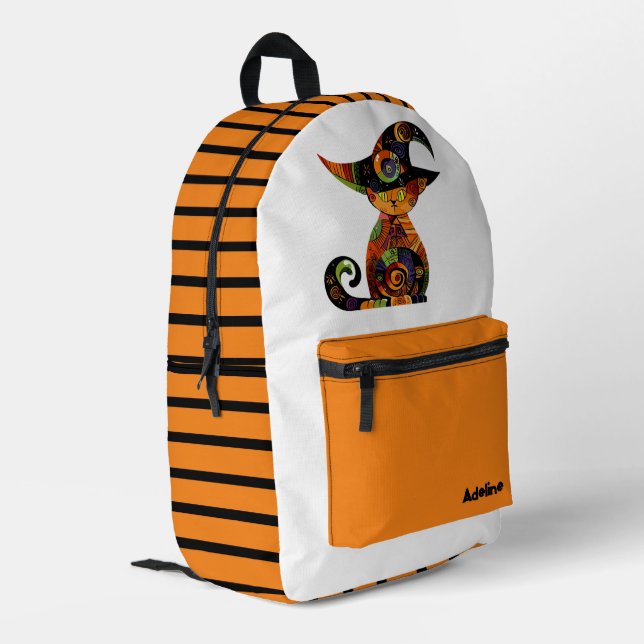 Mochila Impresa Gato de Halloween cutáneo/capricho (Esquina izquierda trasera)