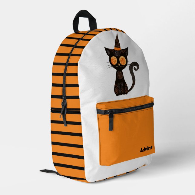 Mochila Impresa Gato de Halloween cutáneo/capricho (Esquina izquierda trasera)