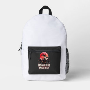 Mochila Impresa Gato de Halloween Travesuras a la Luz de la Luna