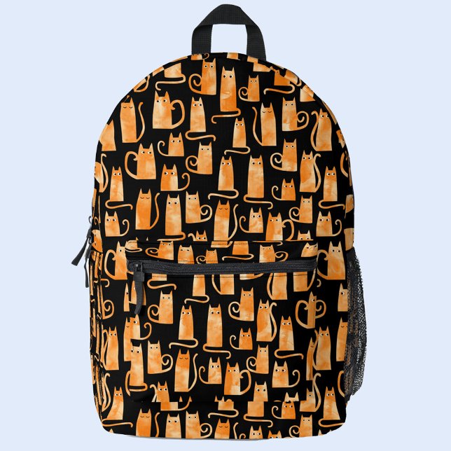 Mochila Impresa Gato de Naranja divertido (Orange ginger cat pattern backpack)