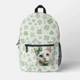 Mochila Impresa Gato de Shamrock con ojos azules