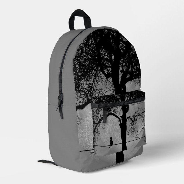 Mochila Impresa Gato en una luna llena de cable (Esquina izquierda trasera)