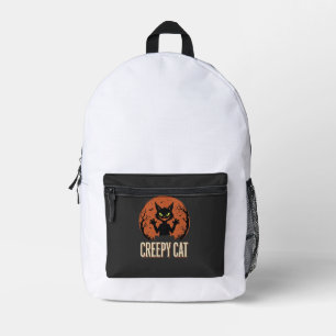 Mochila Impresa Gato espeluznante gráfico vintage de Halloween de 