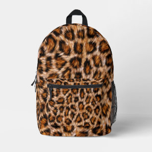 Mochila Impresa Gato Leopardo Jaguar Patrón Pelaje Marrón