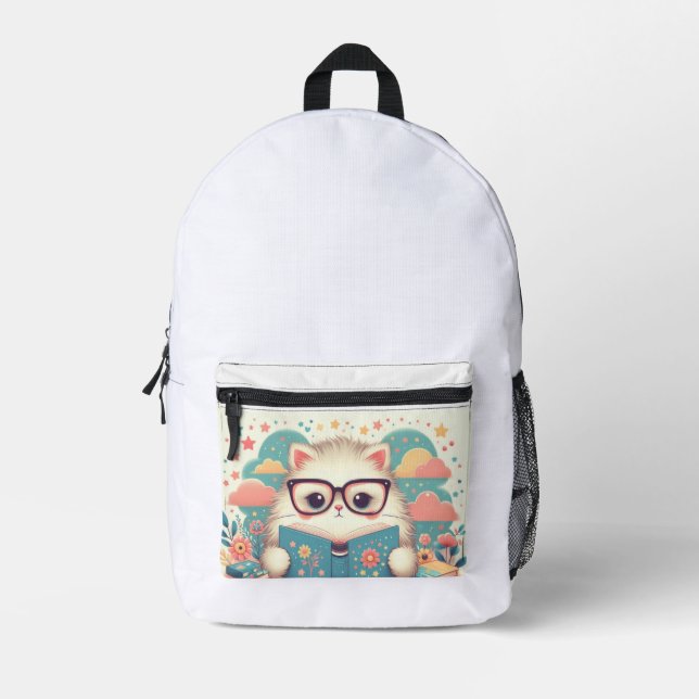 Mochila Impresa gato leyendo (Anverso)
