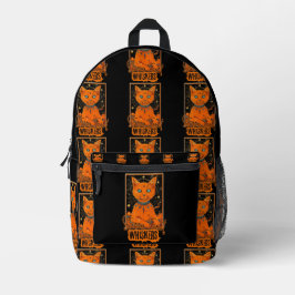 Mochila Impresa Gato místico y tarot | Naranja Feline Art