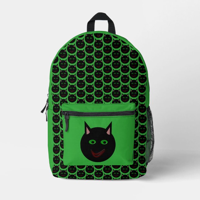 Mochila Impresa Gato negro de Halloween (Anverso)