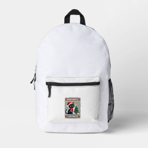 Mochila Impresa Gato Negro Divertido Navidad Querido Santa, Puedo