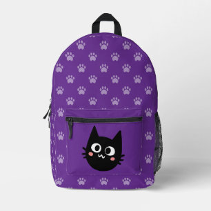 Mochila Impresa Gato negro divertido púrpura