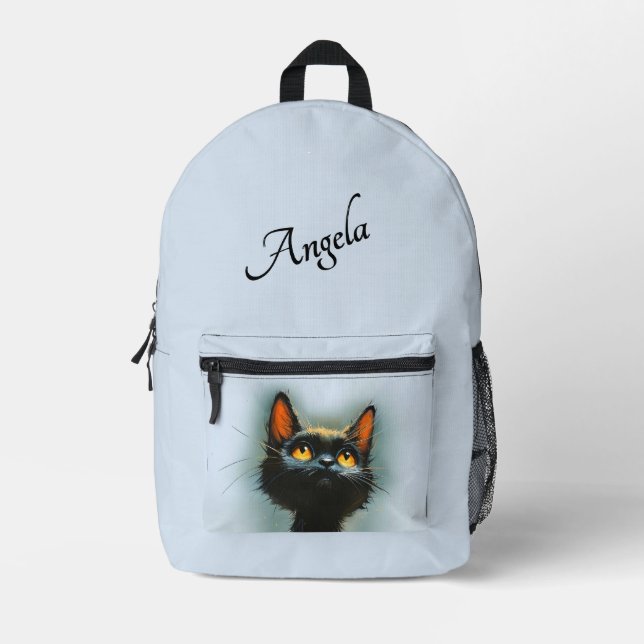 Mochila Impresa Gato negro encantado personal (Anverso)