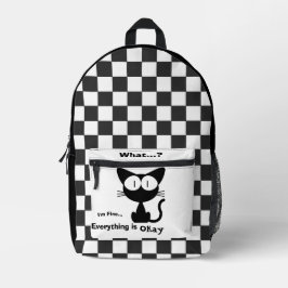 Mochila Impresa Gato Negro, Gato Adorable, Patrón de Gato, Moderno